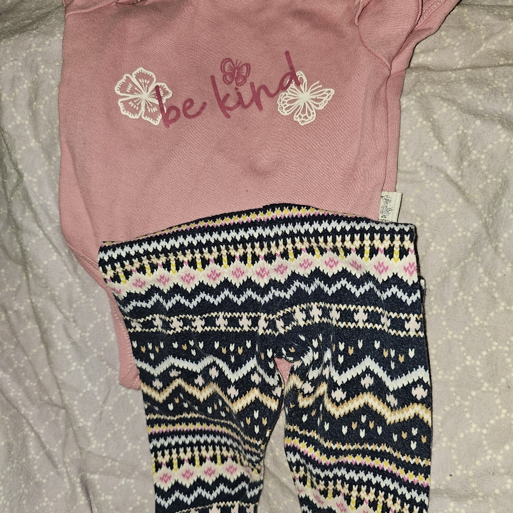 Adorable Pink and Patterned Kids Leggings Set